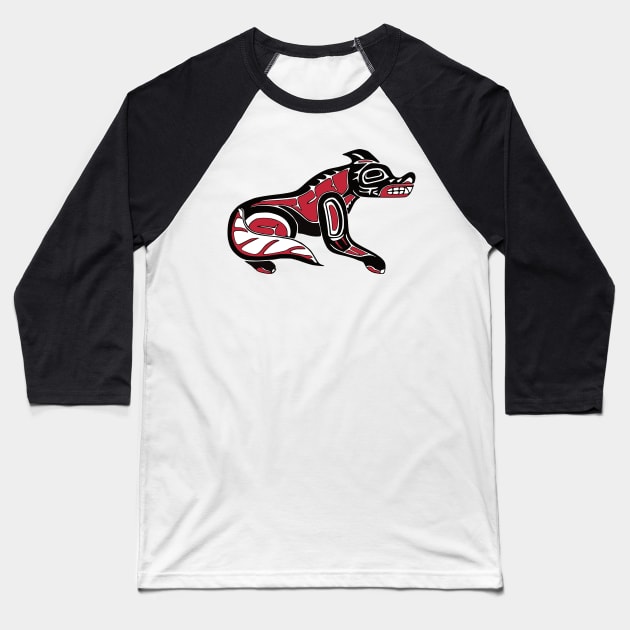 Pacific Northwest  Coast Native Haida Wolf Baseball T-Shirt by Beltschazar